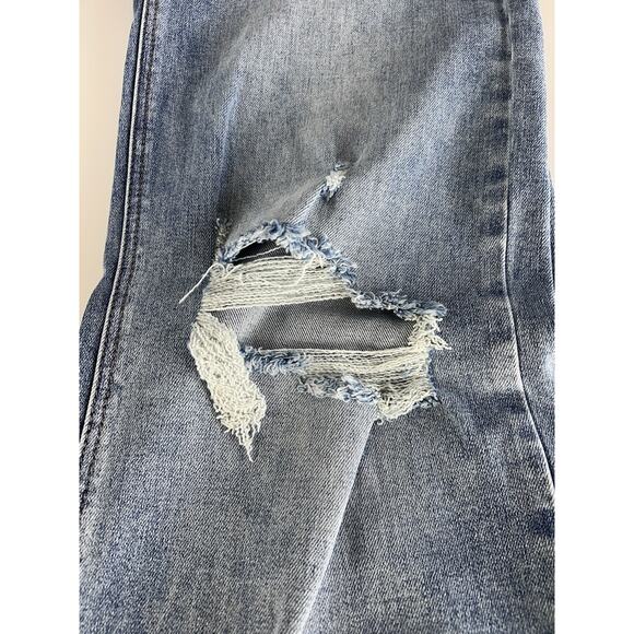 RISEN High Rise Distressed Ripped Wide Leg Baggy Jeans 7/28 Medium Wash - Picture 6 of 16